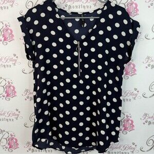 Colori T-shirt polka dot dotted Elegant dark blue Navy Polka Dot white Blouse